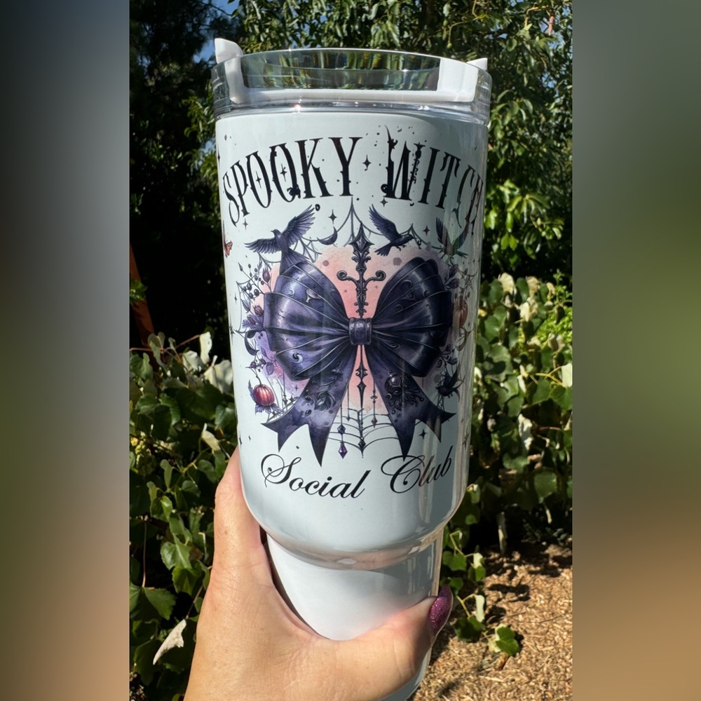 Spooky Witch Social Club Halloween 40oz tumbler with handle